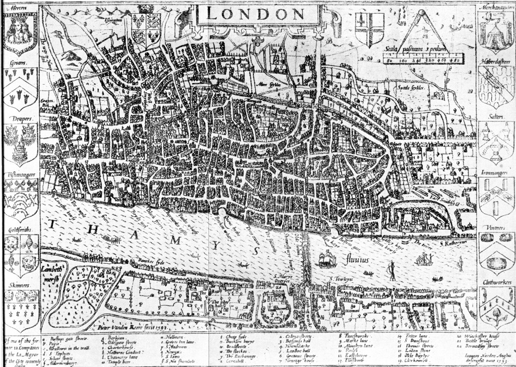 John Norden's map of London, 1593.
